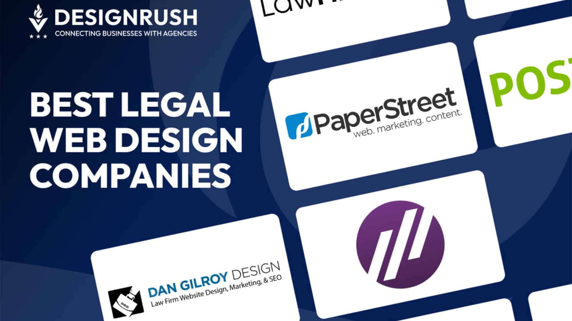 DesignRush Best Legal Web Design Companies graphic featuring the Dan Gilroy Design logo.