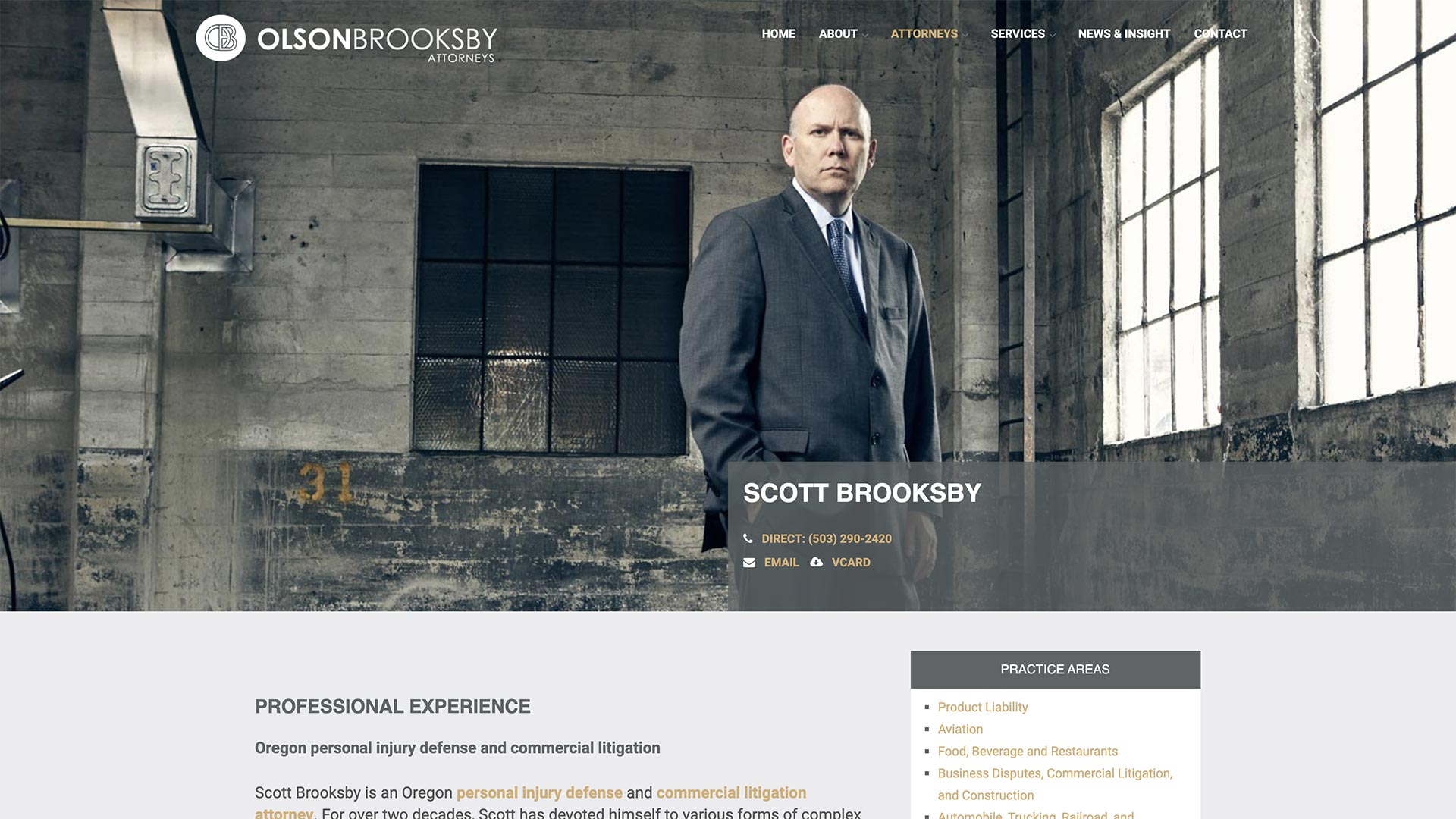 Portland, Oregon Law Firm Website Design Example: Olson Brooksby