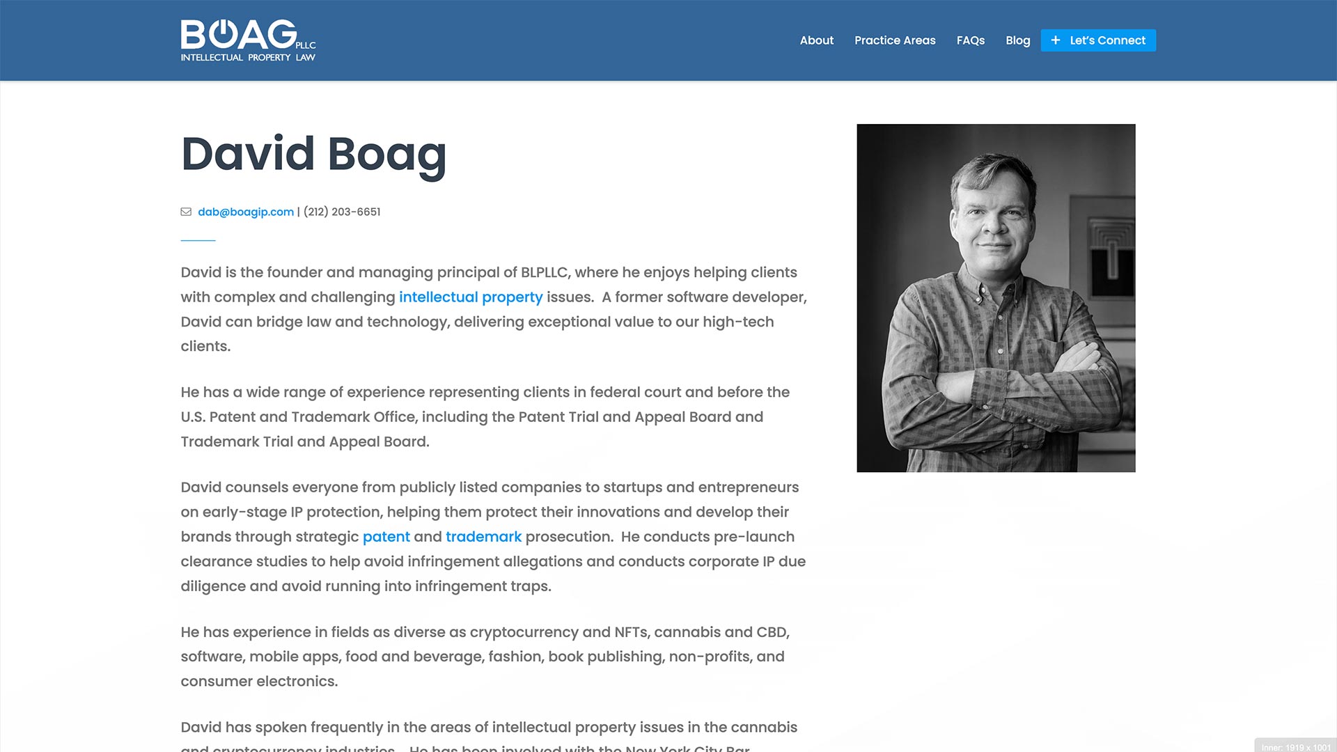 Screenshot of Boag IP Website