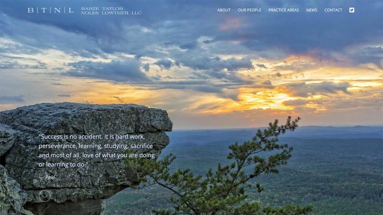 Barze Taylor Noles Lowther law firm website, homepage above the fold, designed by Dan Gilroy Design