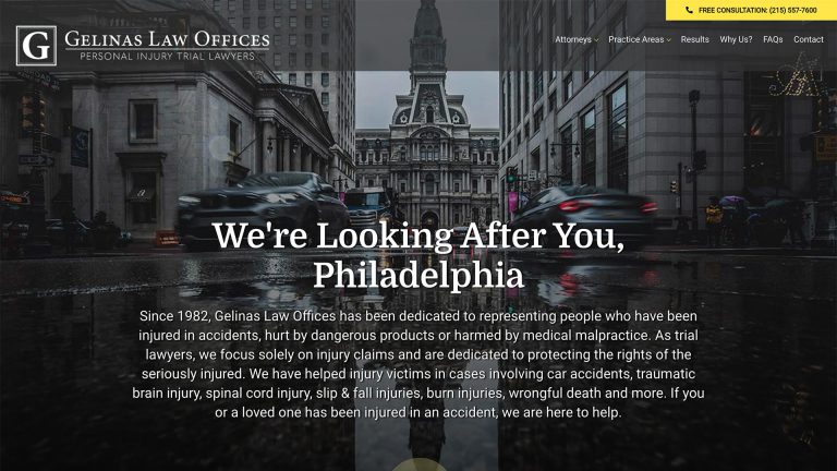 Gelinas Law Offices law firm website, homepage above the fold, designed by Dan Gilroy Design