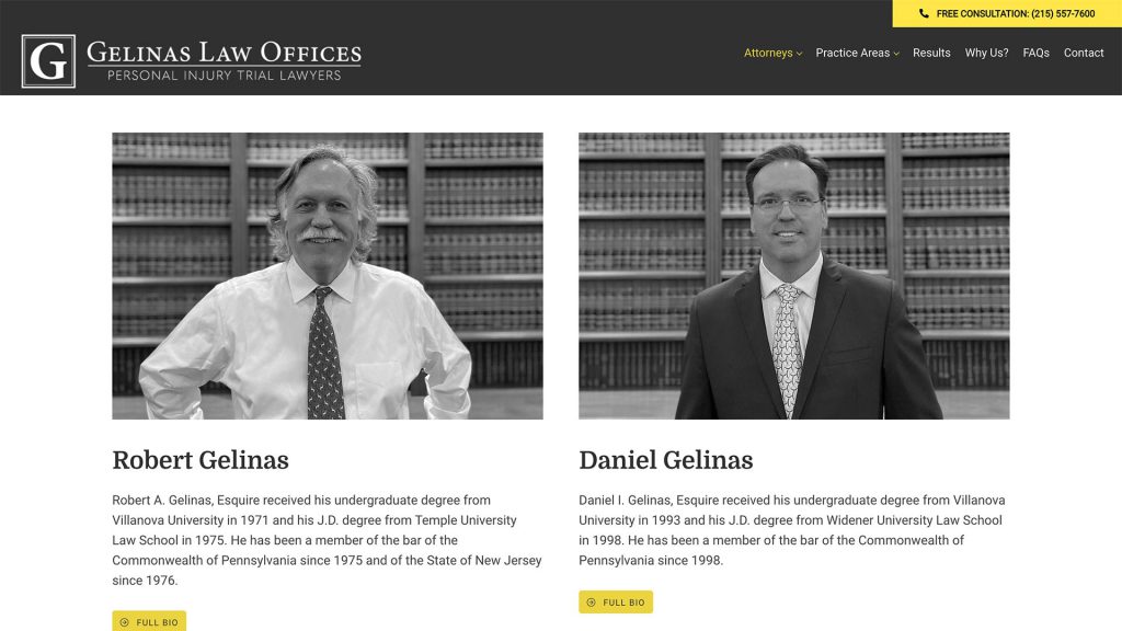 Gelinas Law Offices law firm website, site design view 3, designed by Dan Gilroy Design