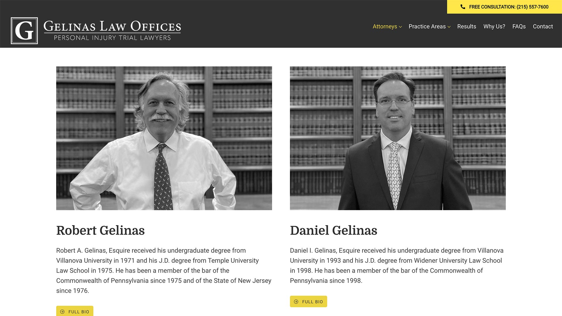 Screenshot of Gelinas Law Offices Website