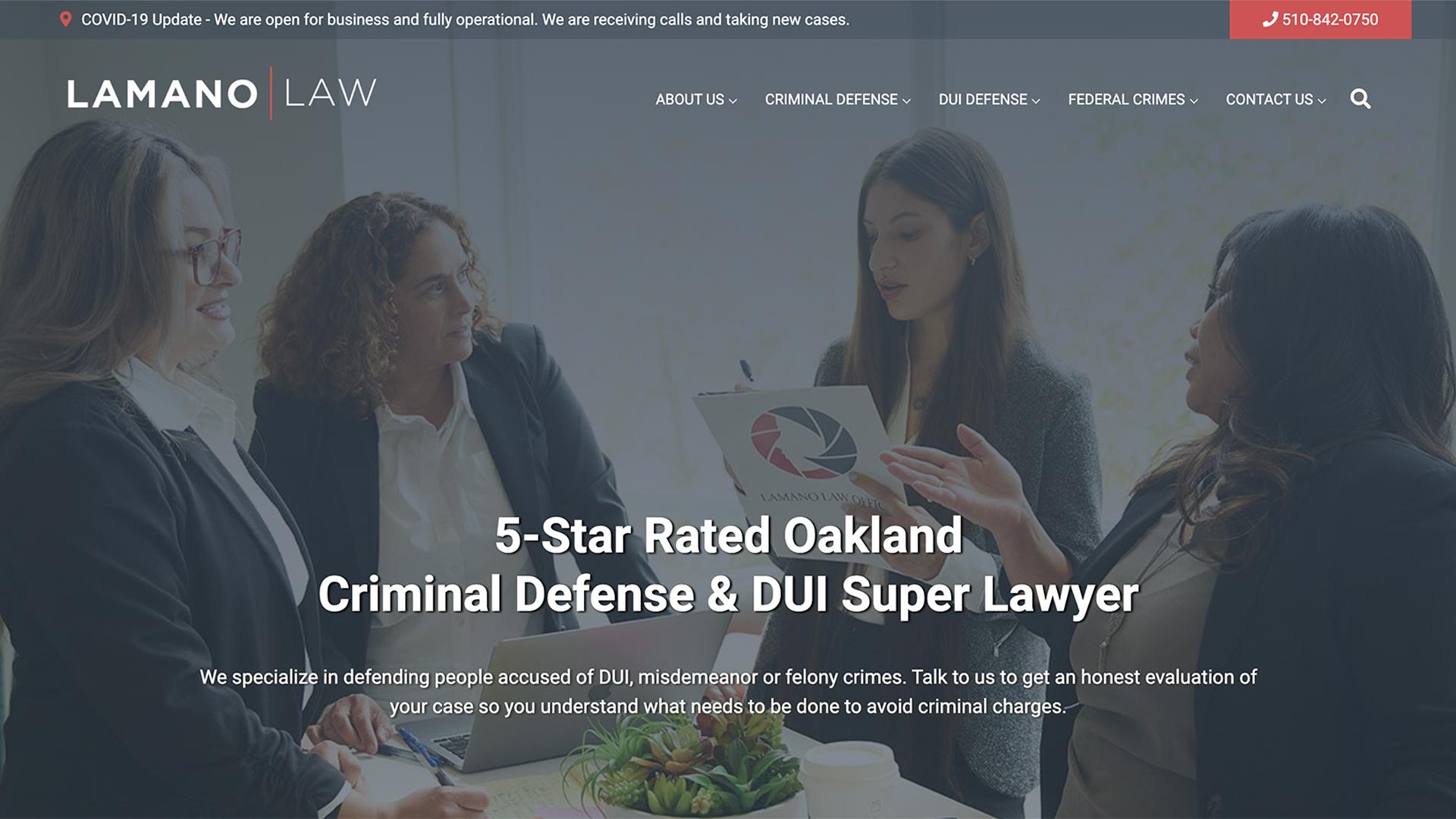 Screenshot of Lamano Law Website