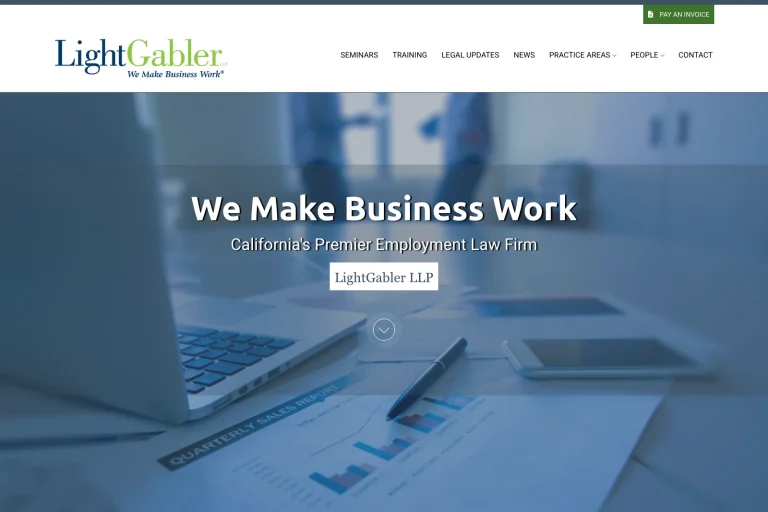 LightGabler LLP law firm website, homepage above the fold (2026), designed by Dan Gilroy Design