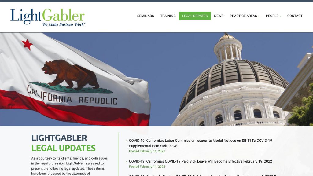 LightGabler LLP law firm website, site design view 3, designed by Dan Gilroy Design