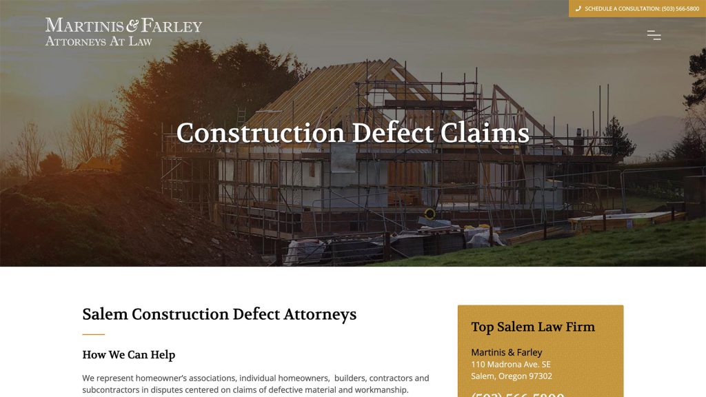 Martinis & Farley law firm website, site design view 4, designed by Dan Gilroy Design