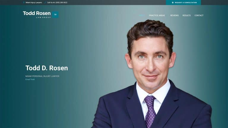 Todd Rosen Law law firm website, homepage above the fold, designed by Dan Gilroy Design