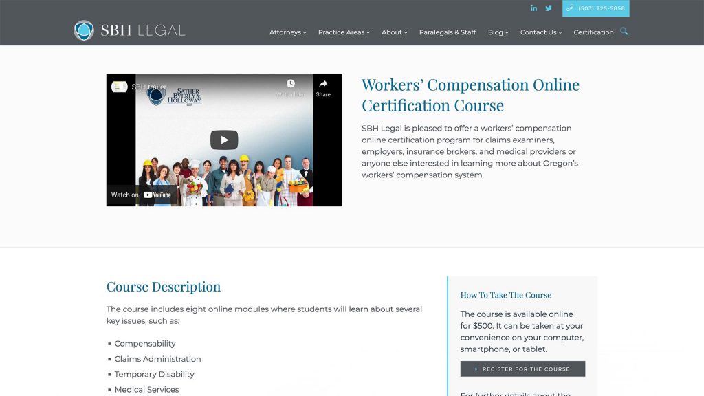 SBH Legal law firm website, site design view 5, designed by Dan Gilroy Design
