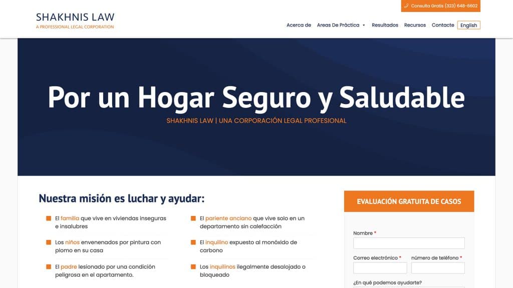 Shakhnis Law law firm website, site design view 4, designed by Dan Gilroy Design