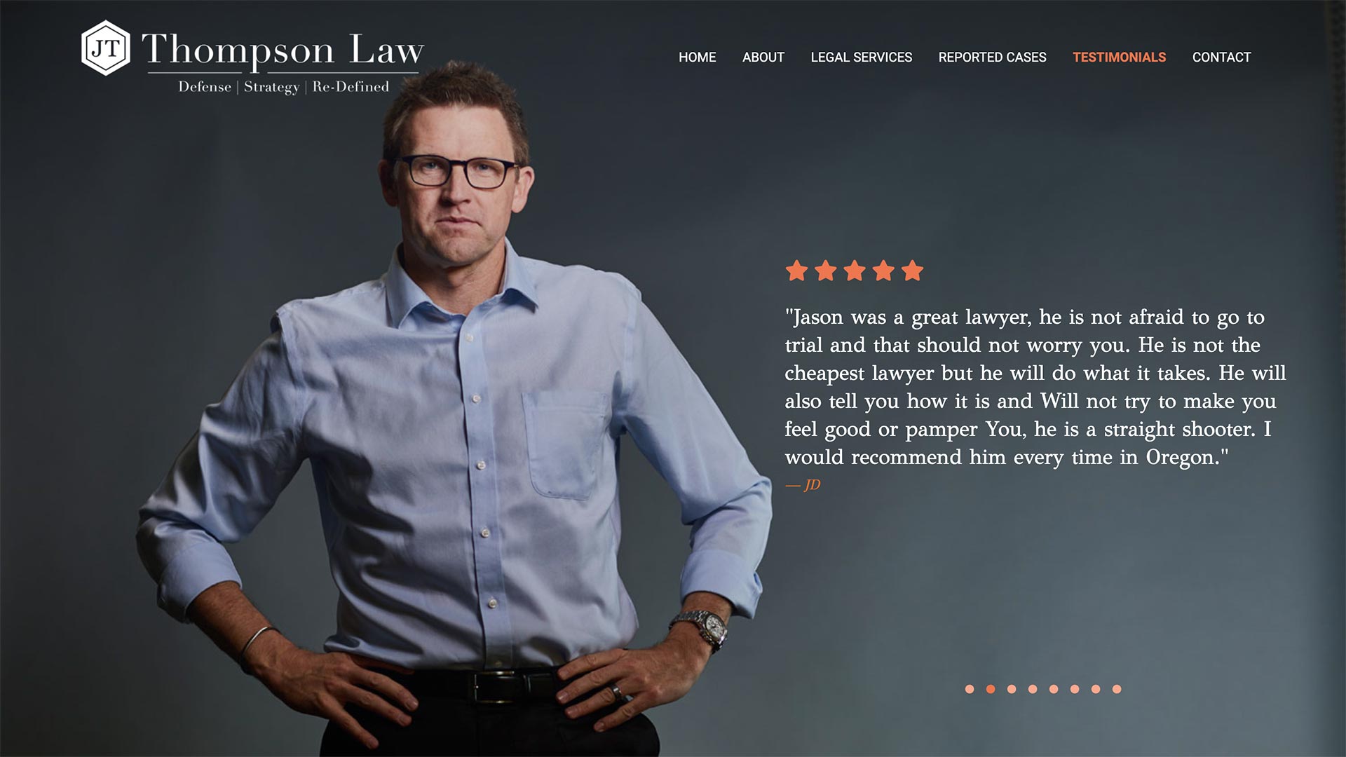 Screenshot of Thompson Law Lawyer Website Design Project