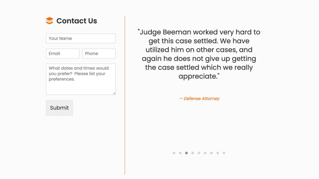 Beeman Mediation mediation practice website, site design view 3, designed by Dan Gilroy Design
