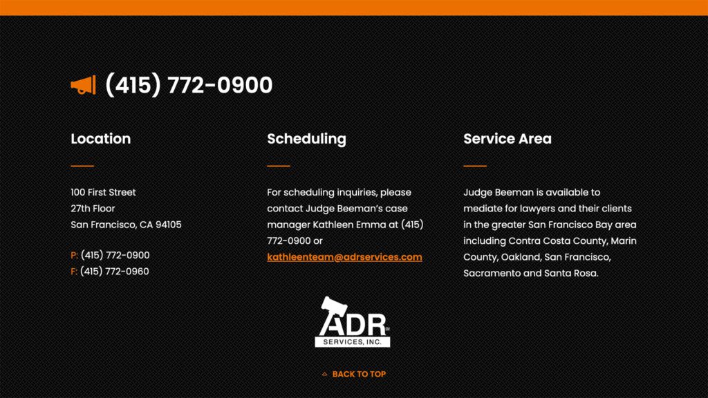 Beeman Mediation mediation practice website, site design view 4, designed by Dan Gilroy Design