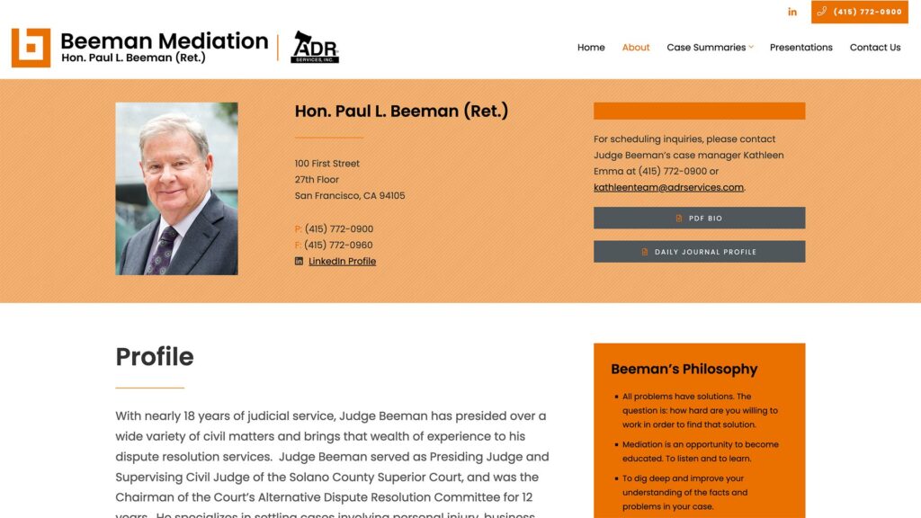 Screenshot of Beeman Mediation website