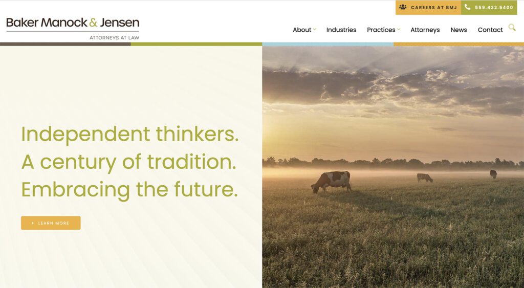 Screenshot of Baker Manock & Jensen Website