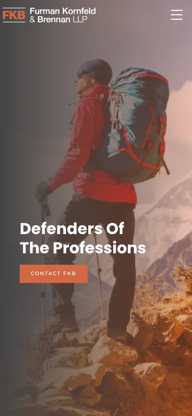 Furman Kornfeld & Brennan law firm website, mobile homepage above the fold, designed by Dan Gilroy Design