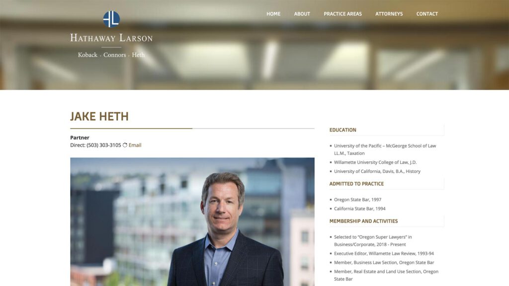 Hathaway Larson law firm website, site design view 4, designed by Dan Gilroy Design