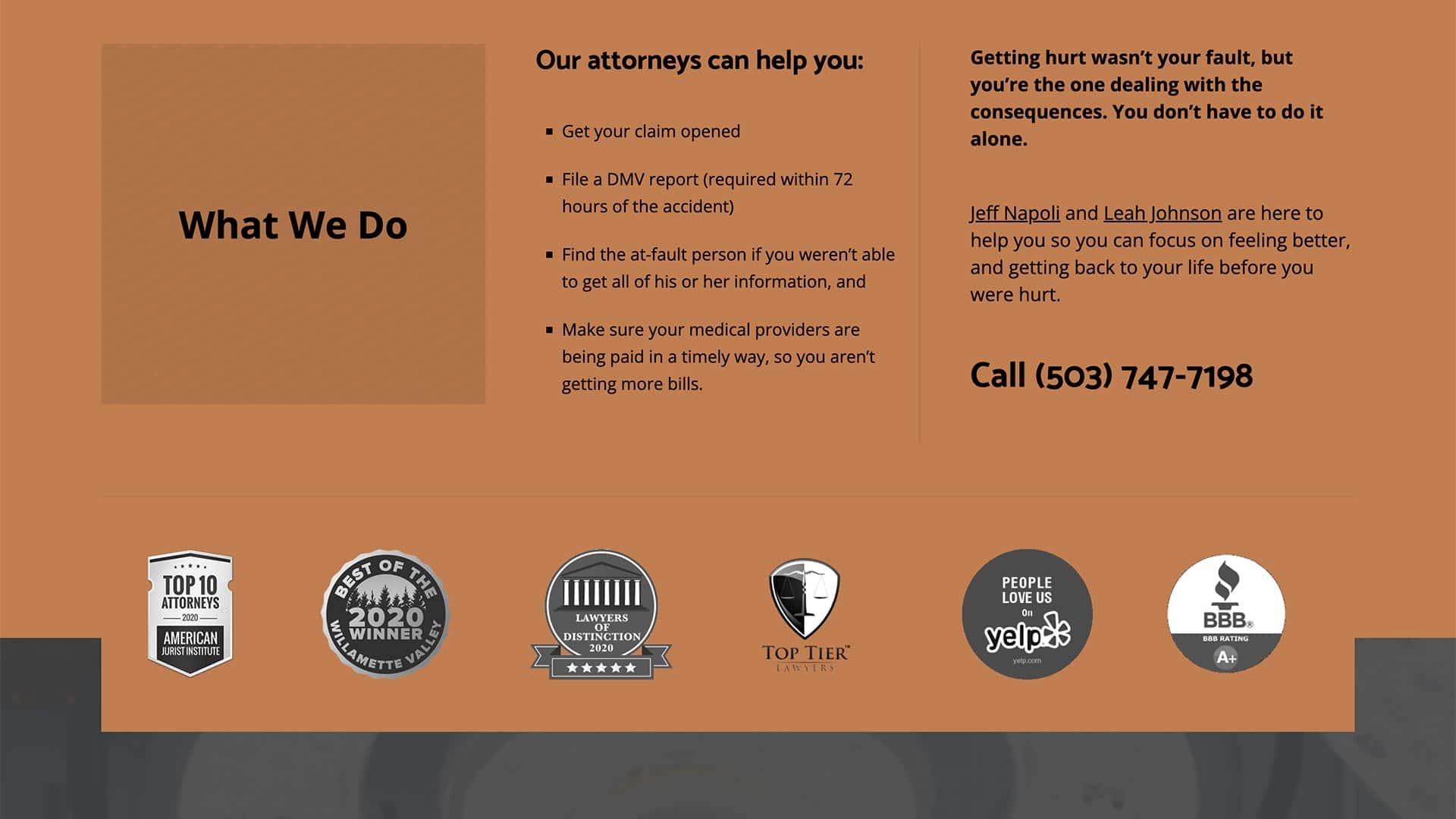 Screenshot of Hillsboro Injury Attorneys Website