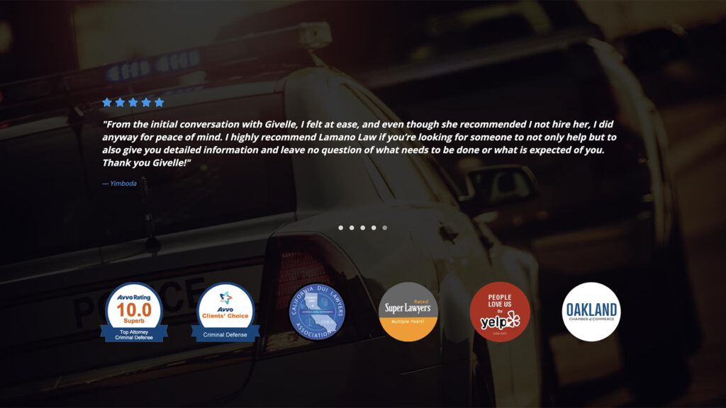 Oakland DUI Attorneys law firm website, site design view 3, designed by Dan Gilroy Design