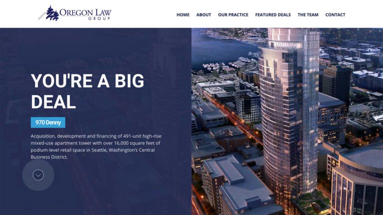 Oregon Law Group law firm website, homepage above the fold, designed by Dan Gilroy Design