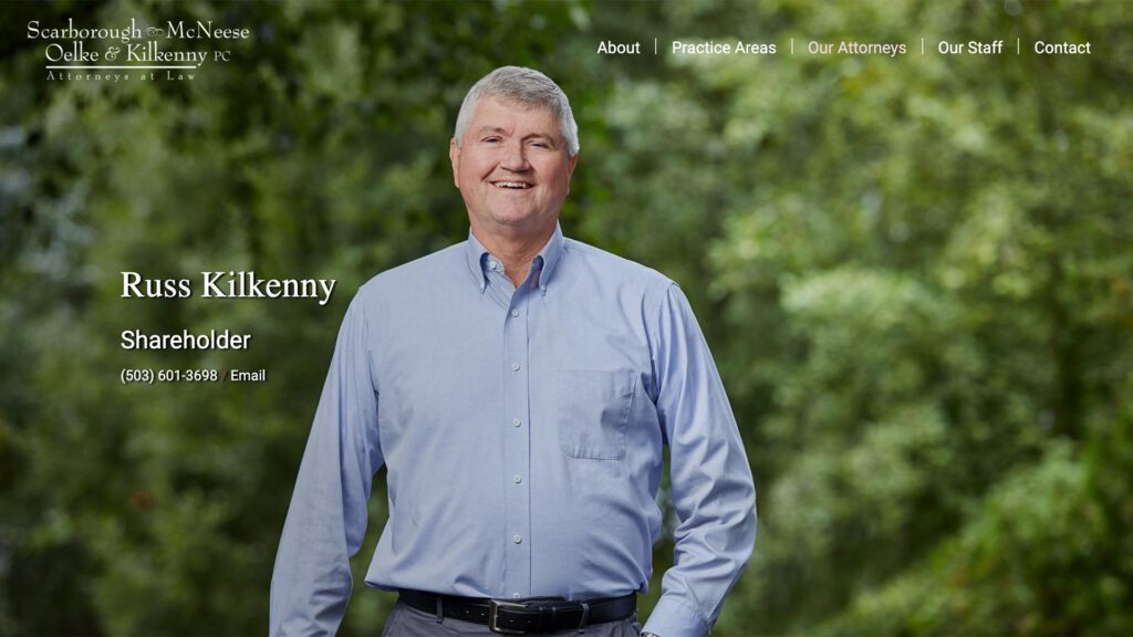 Scarborough McNeese Oelke & Kilkenny, PC law firm website, site design view 2, designed by Dan Gilroy Design