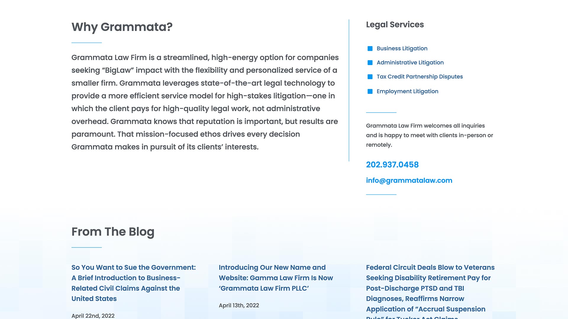 Screenshot of Washington, DC law firm website design example