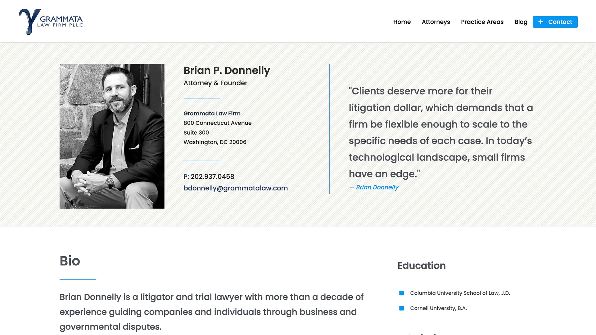 Washington, DC Attorney website design example