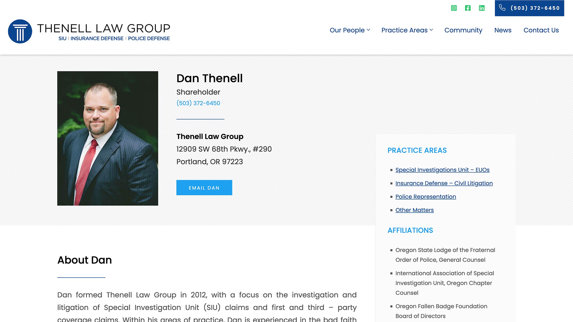 Screenshot of Thenell Law Group website