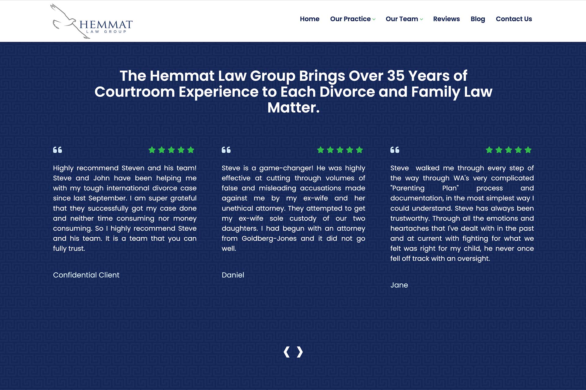 Screenshot of Hemmat Law Group