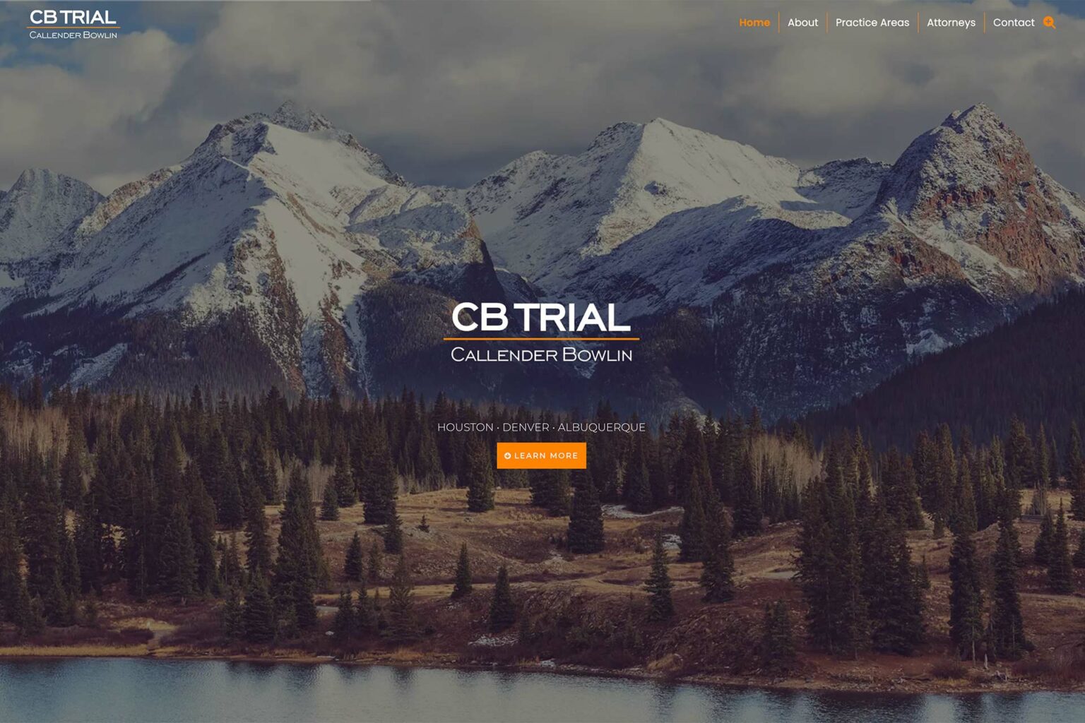 Callender Bowlin law firm website, homepage above the fold, designed by Dan Gilroy Design