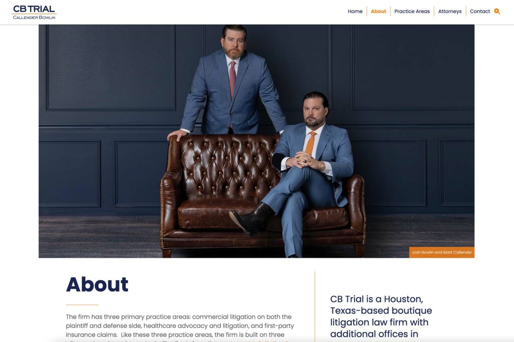 Callender Bowlin law firm website, site design view 2, designed by Dan Gilroy Design