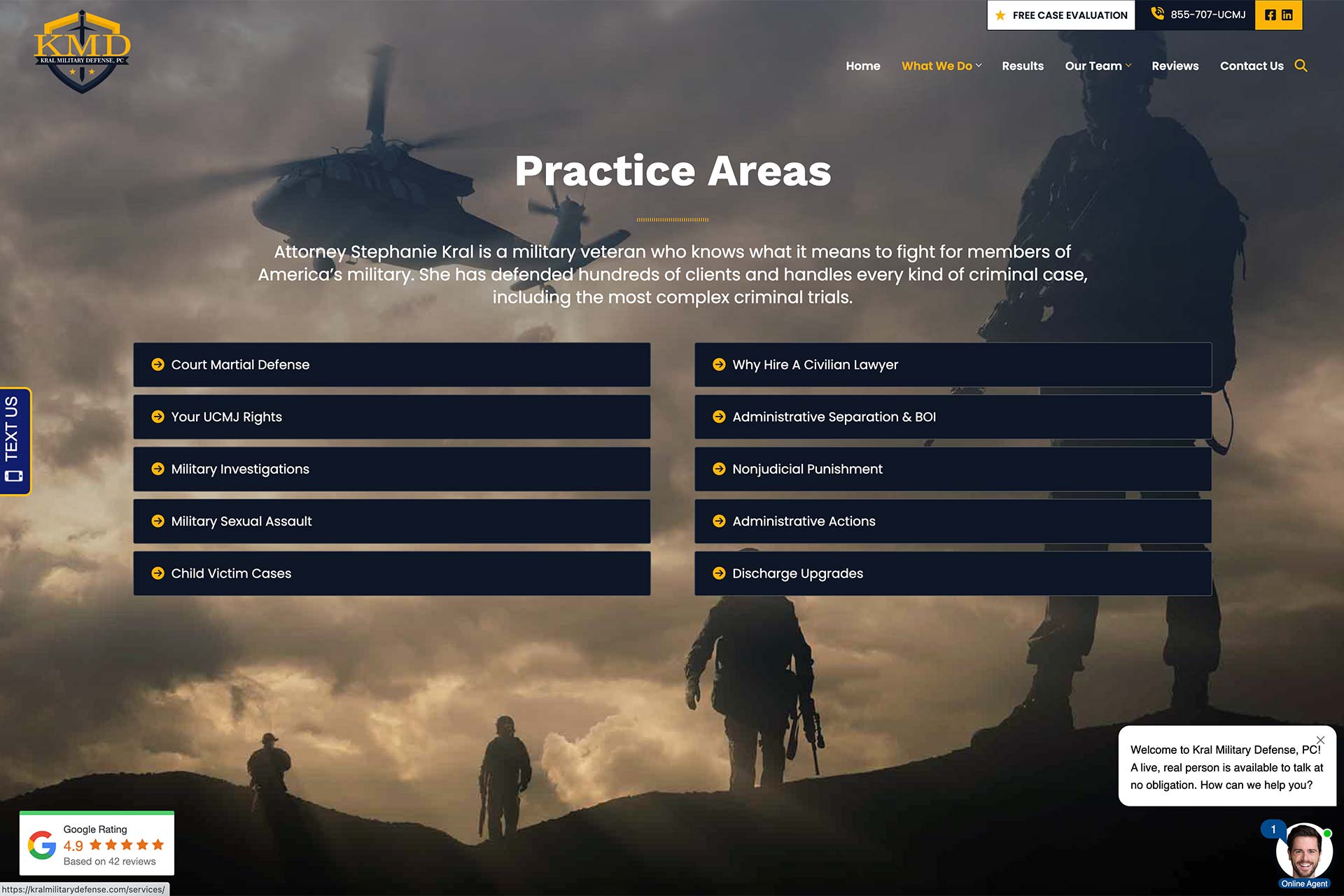 Screenshot of Kral Military Defense website.