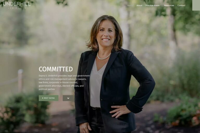 Underhill Law Office law firm website, homepage above the fold, designed by Dan Gilroy Design