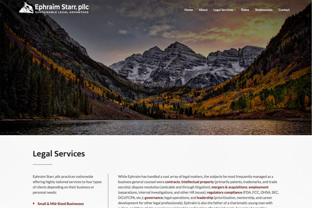 Ephraim Starr, PLLC law firm website, site design view 3, designed by Dan Gilroy Design