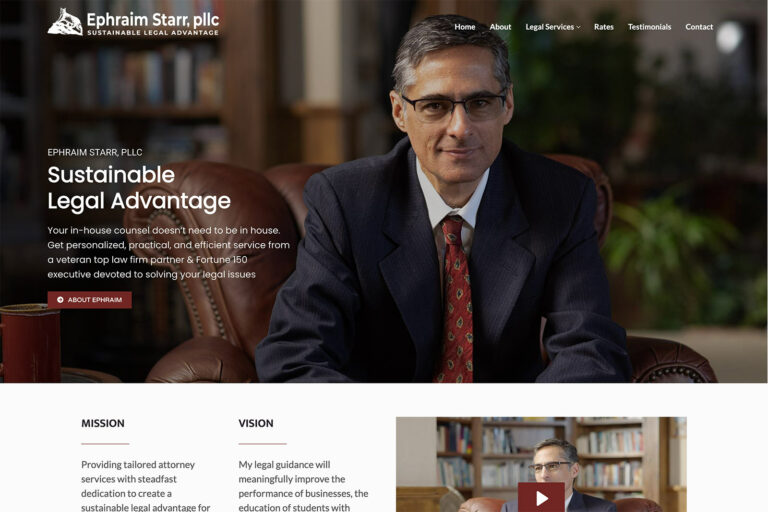 Ephraim Starr, PLLC law firm website, homepage above the fold, designed by Dan Gilroy Design