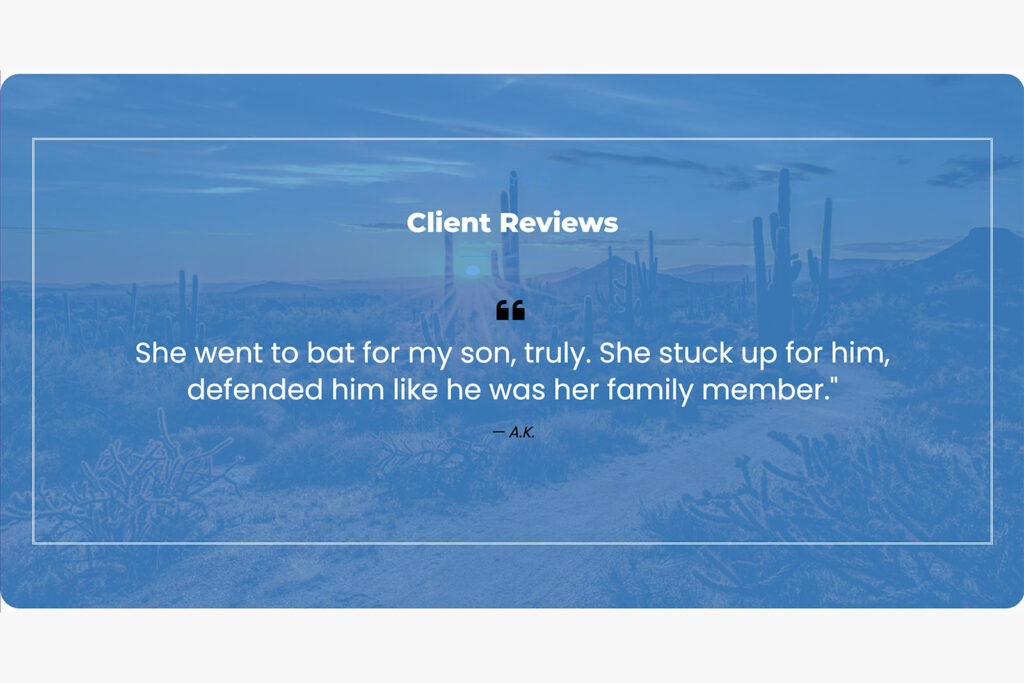 Adams & Associates law firm website, testimonials carousel, designed by Dan Gilroy Design