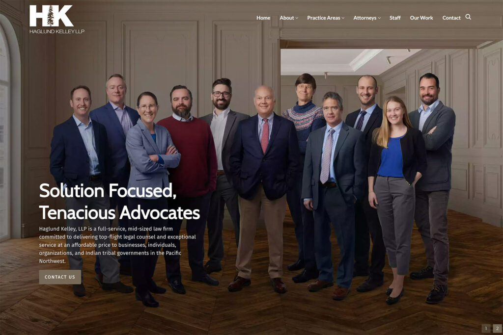 Haglund Kelley LLP law firm website, home page, designed by Dan Gilroy Design