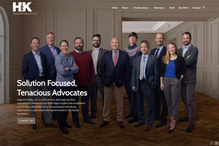 Haglund Kelley LLP law firm website, home page, designed by Dan Gilroy Design