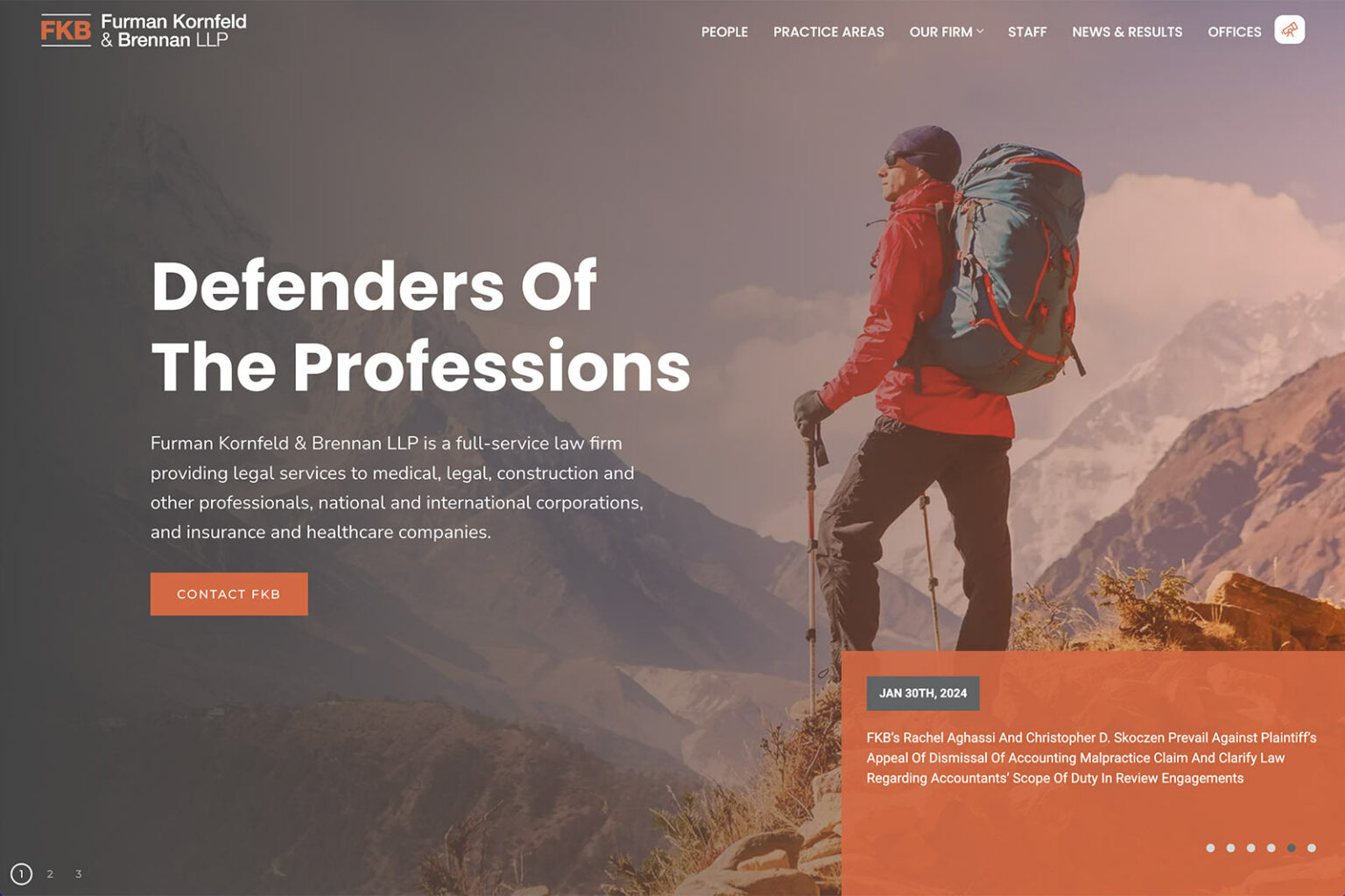 Furman Kornfeld & Brennan law firm website, home page, designed by Dan Gilroy Design