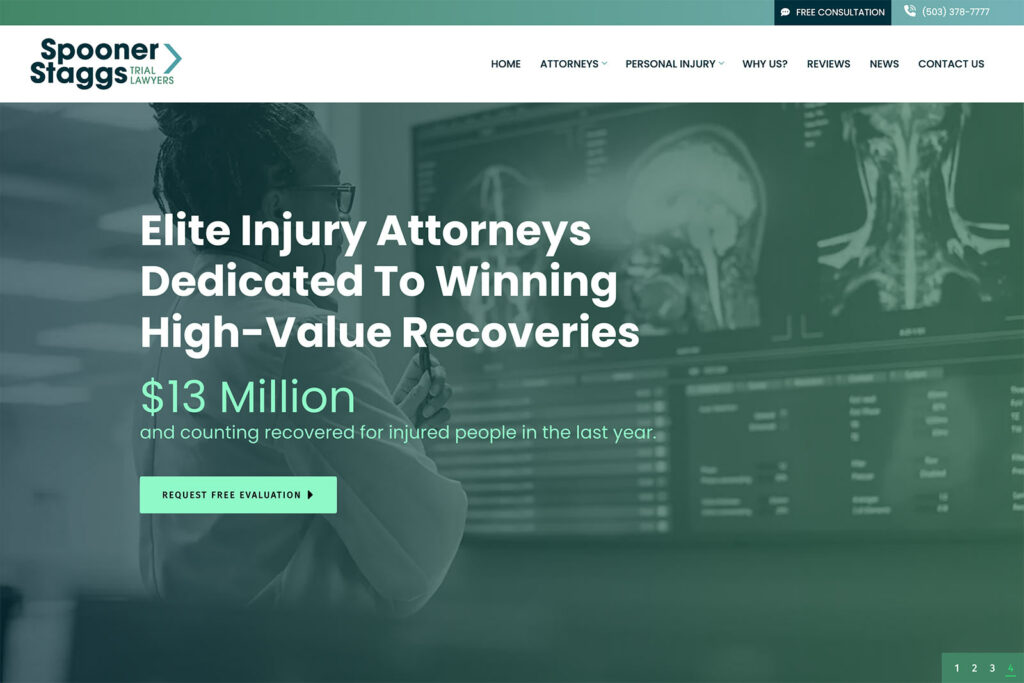 Spooner Staggs law firm website, home page, designed by Dan Gilroy Design