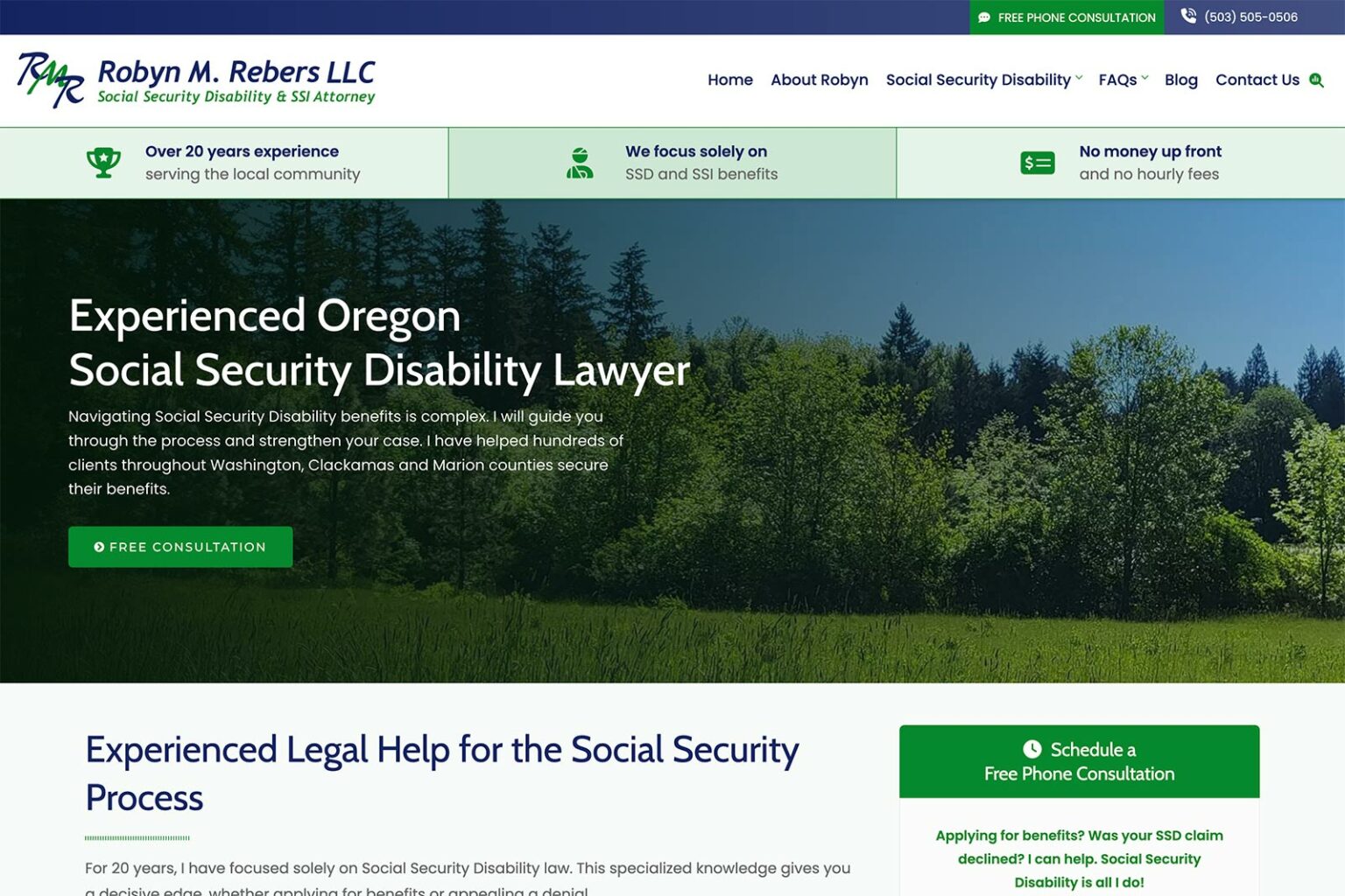 Social Security Disability Website Design law firm website, home page, designed by Dan Gilroy Design