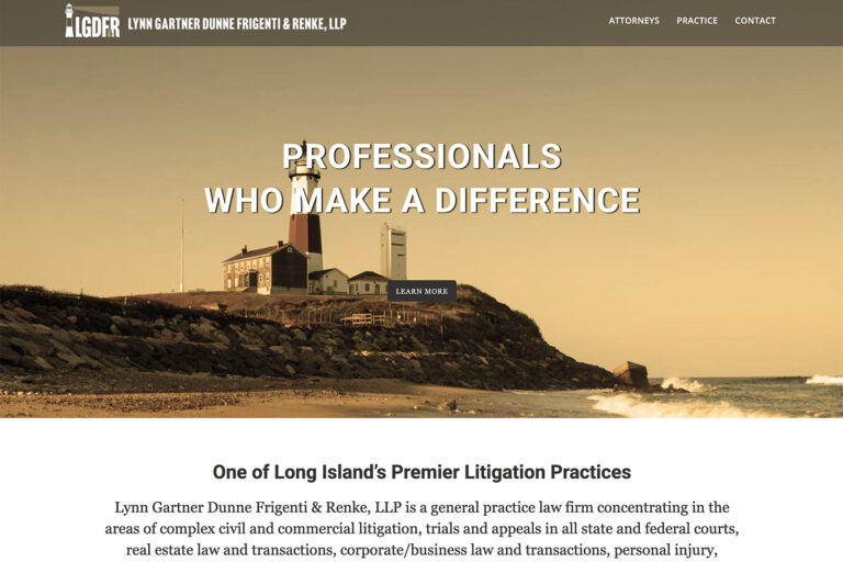 Lynn Gartner Dunne Frigenti & Renke, LLP law firm website, homepage above the fold, designed by Dan Gilroy Design