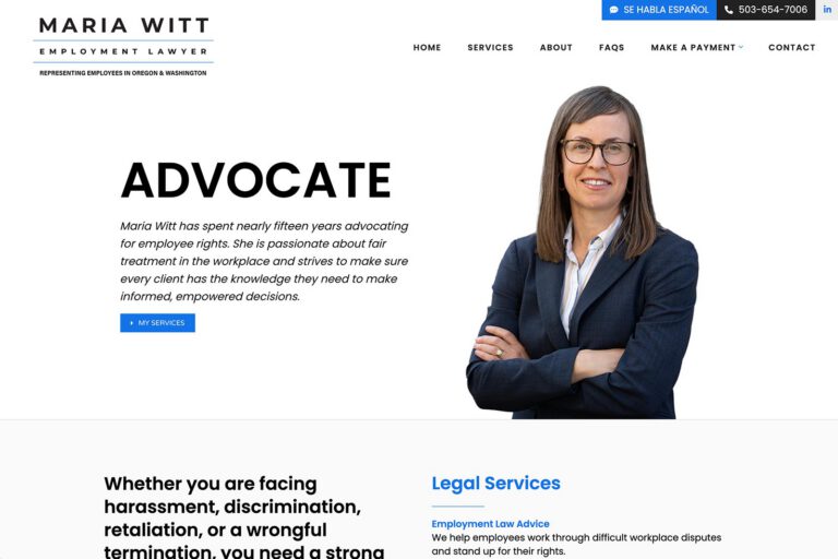 Example of a "mini" website designed by Dan Gilroy Design - screenshot of Maria Witt website