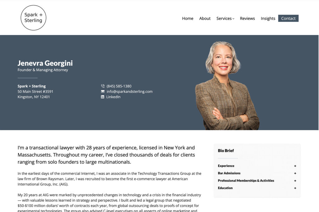 Spark + Sterling law firm website, site design view 2, designed by Dan Gilroy Design