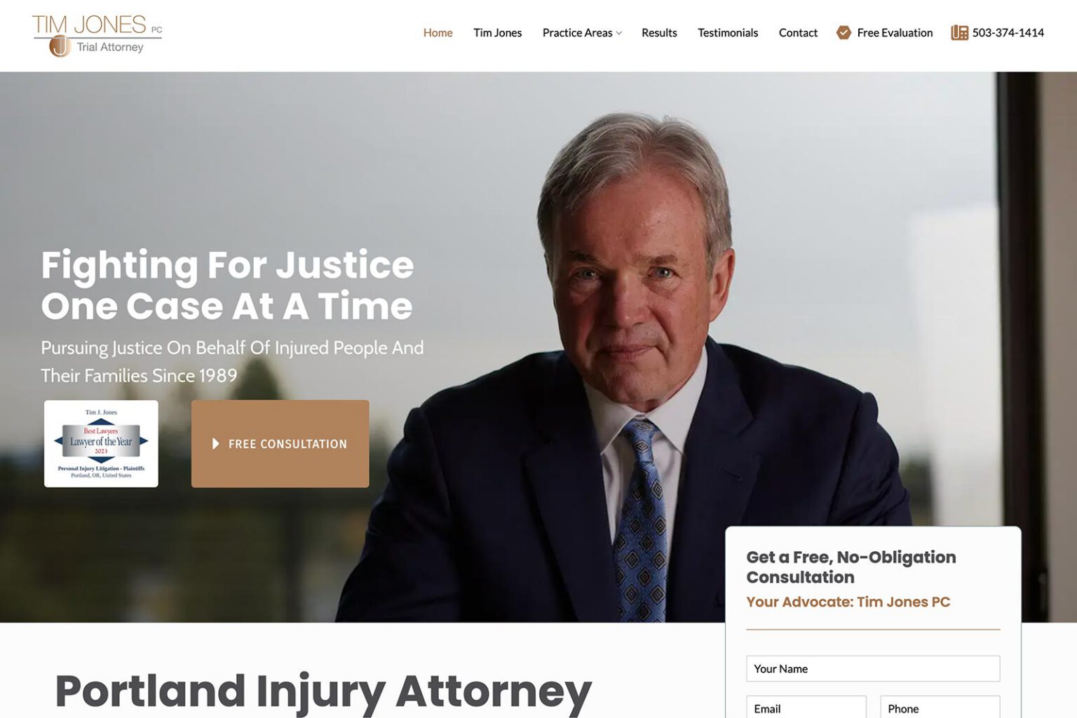 Tim Jones PC law firm website, tim jones, pc, designed by Dan Gilroy Design