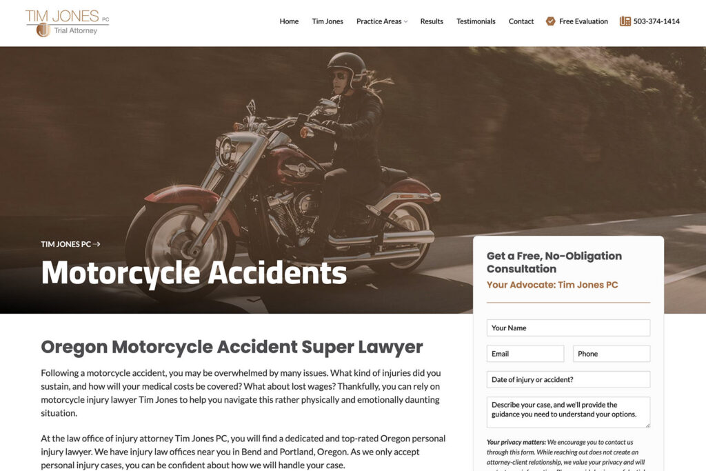 Tim Jones PC law firm website, site design view 2, designed by Dan Gilroy Design