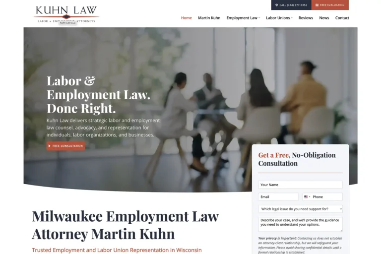 Kuhn Law law firm website, screenshot of kuhn law, designed by Dan Gilroy Design