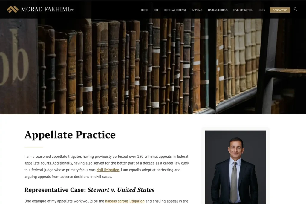 Morad Fakhimi, PC law firm website, site design view 3, designed by Dan Gilroy Design