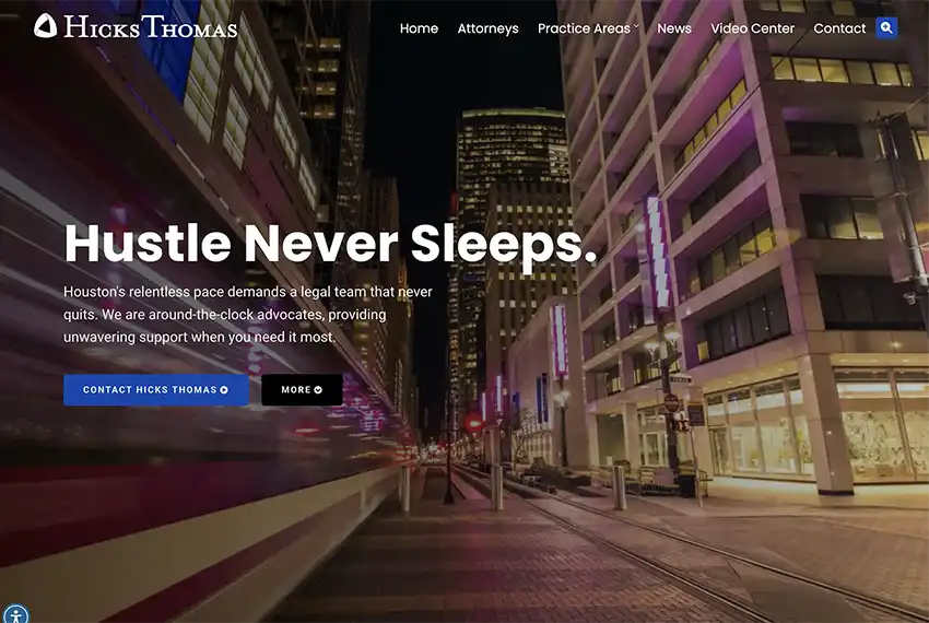 Web design for law firm: Houston, TX - Hicks Thomas LLP