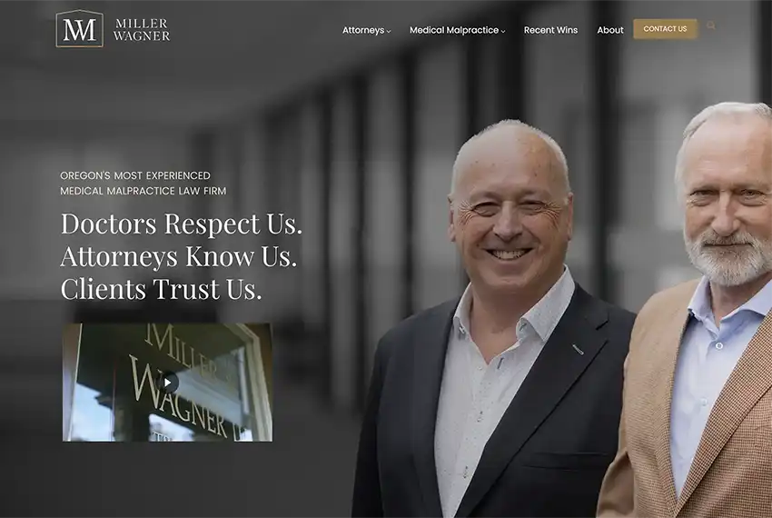 miller wagner llp screenshot of law firm web design project by dan gilroy design - home page